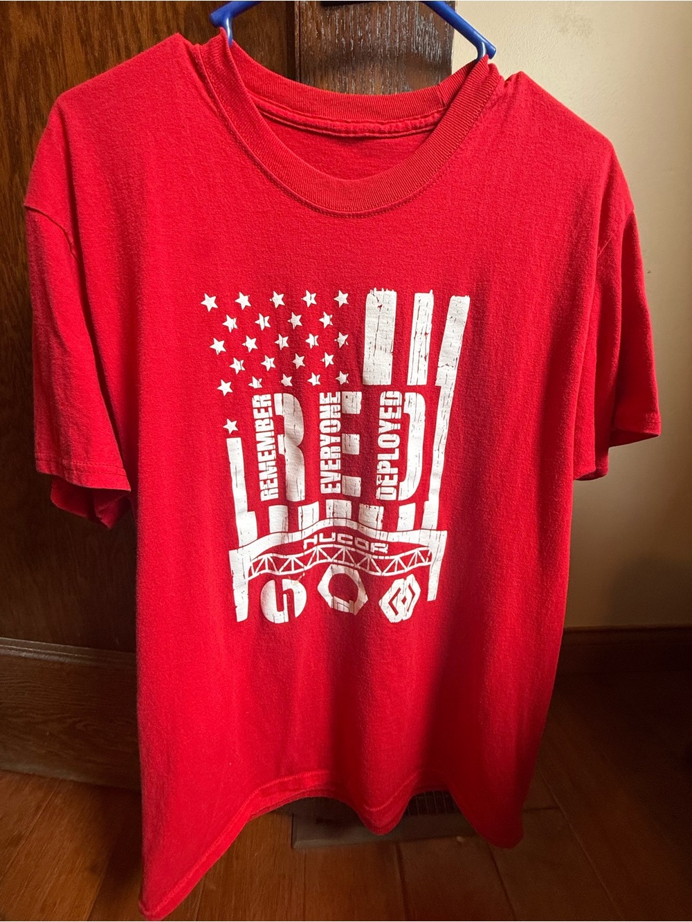 Red Short Sleeve Graphic Tee - Remember Everyone Deployed